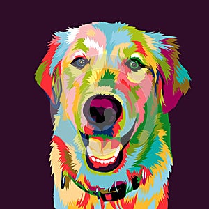 Golden retriever dog pop art illustration