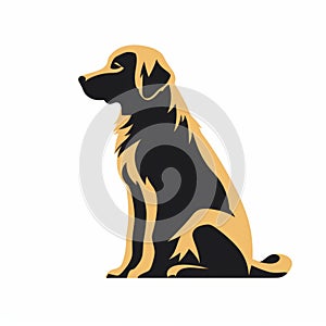 Golden Retriever Dog Sitting Silhouette Logo In Yiannis Moralis Style