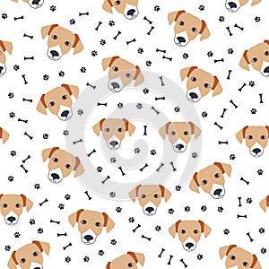 Golden retriever dogs muzzle seamless pattern.