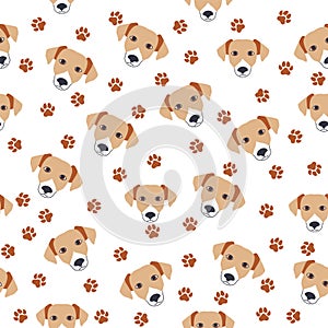 Golden retriever dogs muzzle seamless pattern.