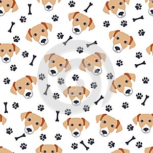 Golden retriever dogs muzzle seamless pattern.