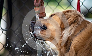 Golden Retriever Drinking Water