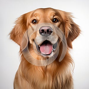 Golden Retriever Portrait On White Background