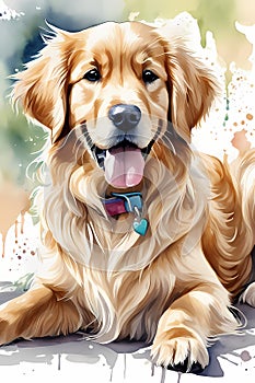 Golden Retriever Pup Cartoon Art