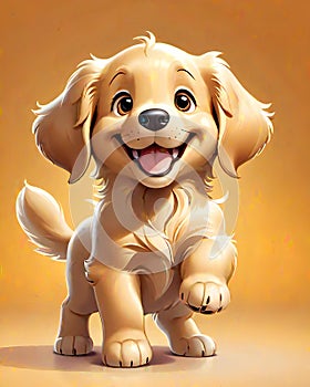 Golden Retriever puppy dog cartoon character cute illustration