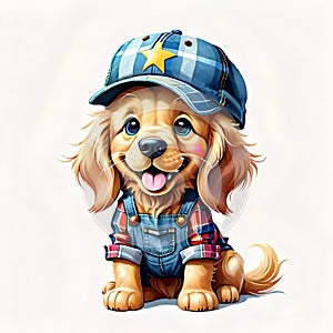 Golden retriever puppy dog cute smiling face hat