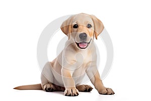 A golden retriever puppy isolated on white background. Generative AI