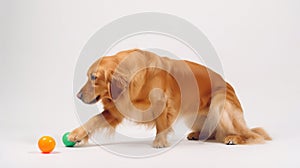 Golden Retriever Puppy Playing, smile face,white background