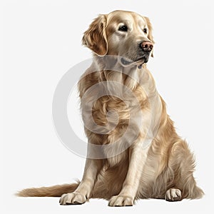 Golden Retriever on a White Canvas