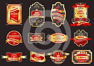 Golden retro labels emblems collection