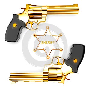 Golden revolver gun