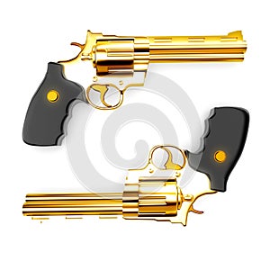 Golden revolver gun