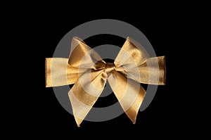 Golden ribbon bow isolate