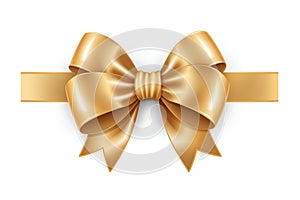 Golden ribbon and bow isolated on white background. Generative AI