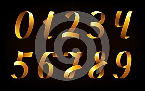 Golden ribbon numbers on black background