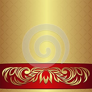 Golden rich Background decorated the red Ribbon