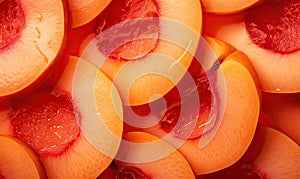 Golden rich orange apricots slice. Created with generative AI tools