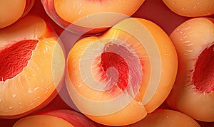Golden rich orange apricots slice. Created with generative AI tools