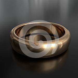 Golden ring on black background. Wedding ring blank template