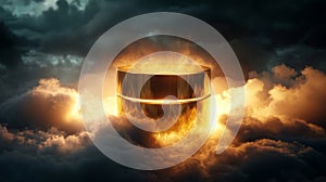 Golden Rings Glowing On Clouds Dramatic Sky