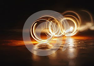 Golden Rings Light Trails Abstract Motion Blur