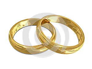 Golden rings on white background