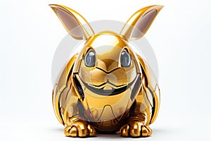 Golden robot rabbit 3d-like image, AI