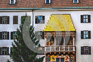 Golden Roof or Goldenes Dachl Innsbruck during christmas markets in city old town or Altstadt - Austria landmark