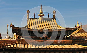 The golden roof of Jokhang Monastery in Lhasa