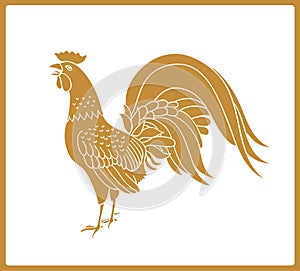 Golden rooster isolated on white background