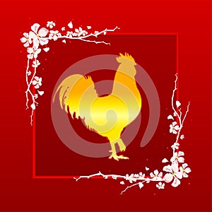 Golden Rooster symbol of Chinese New Year 2017. Gold