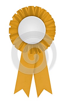 Circular pleated yellow ribbon winners badge photo