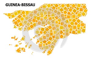 Golden Rotated Square Mosaic Map of Guinea-Bissau