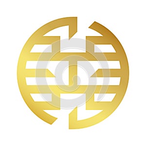 Golden round art deco element