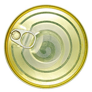 Golden round tin can, Empty, For fish, meat, seafood