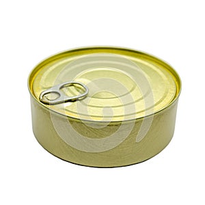 Golden round tin can, Empty, For fish, meat, seafood