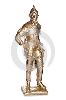 Golden roundhead soldier garden statue