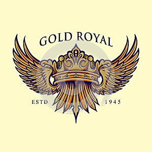 Golden Royal Crown Elegant Logo