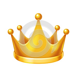 Golden royal crown isolated 3d realistic icon design vector illustration
