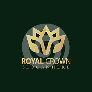 Golden Royal Crown Vintage logo design vector illustration