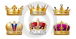 Golden royal jewelry sign of king queen, princess