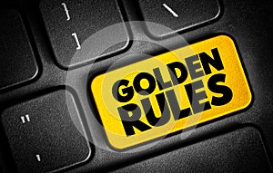 Golden Rules text button on keyboard, concept background