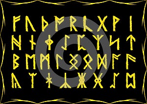 Golden rune alphabet background