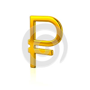 Golden russian ruble symbol photo