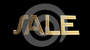 Golden SALE word unbend animation on black background - new quality unique financial business animated dynamic motion