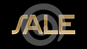 Golden SALE word unbend animation on black background - new quality unique financial business animated dynamic motion