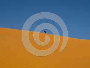 Golden sand dunes in the Algerian desert, the city of Bechar Taghit