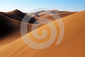 Golden sand dunes in central desert of Iran , near Kashan