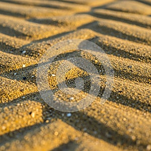 Golden sand with a rippled texture, creating a pattern of parallel ridges
