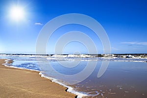 Golden sand on sunny beach